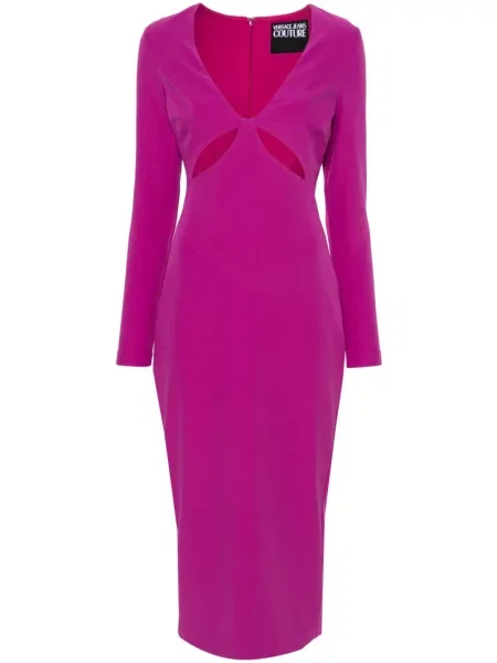 Rochie din denim Versace Jeans Couture cu aplicații violet