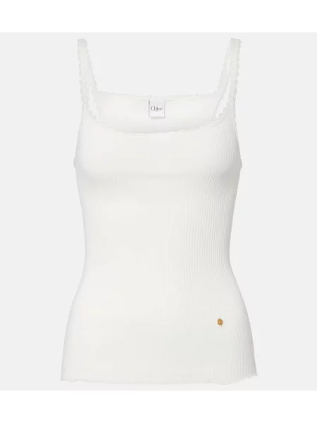 Top Chloé tricotate alb
