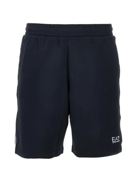 Pantaloni scurți Ea7 Emporio Armani cu autograf albastru