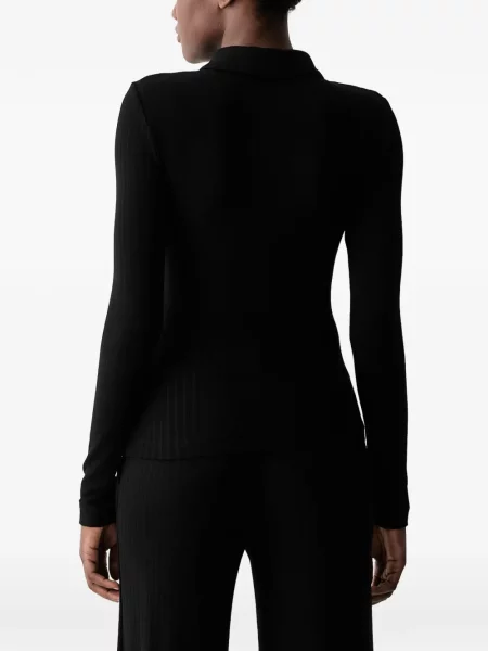 Lung tricou polo La Mania tricotate negru