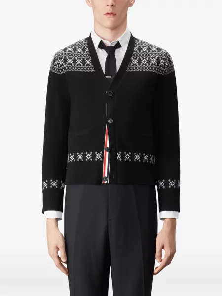 Cardigan Thom Browne din jacard negru