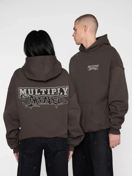 Multiply Apparel Mikina Scholar čokoládová / svetlosivá čierna