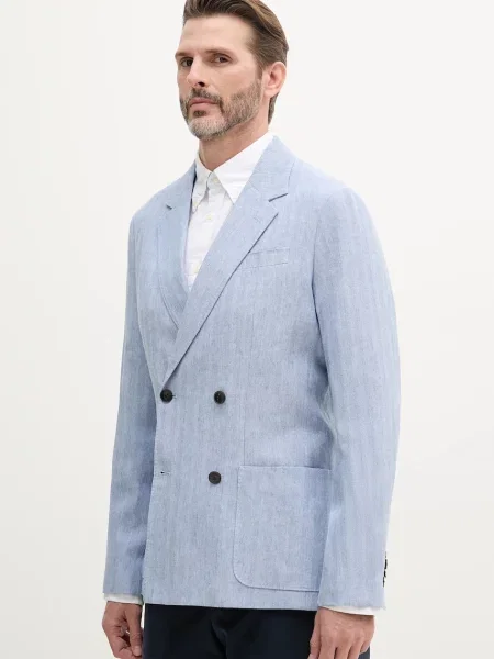 Suknjič s primesjo lanu Tommy Hilfiger modra