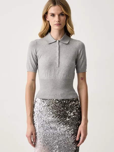 Elisabetta Franchi polo z wiskozą szara