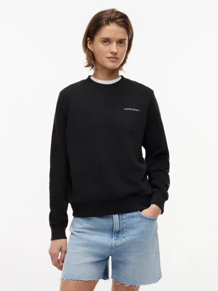 Palton Tommy Jeans cu autograf negru