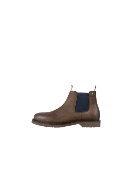 Botki Jack & Jones skórzane brązowe