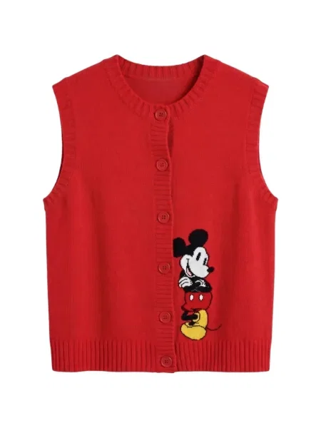 Cardigan Chinti & Parker fără mâneci tricotate roșu