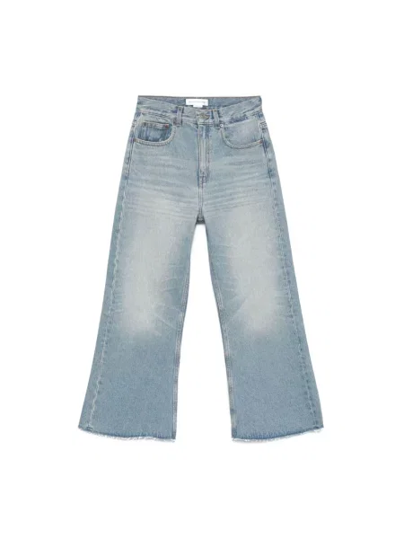 Szerokie jeansy Victoria Beckham o krotszym kroju niebieskie