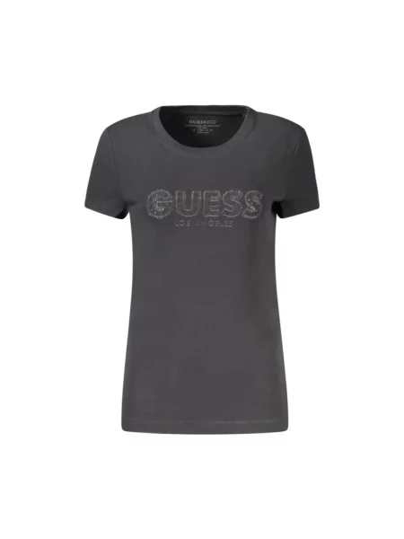 Koszulka Guess z kamieniami z krótkim rękawem czarna