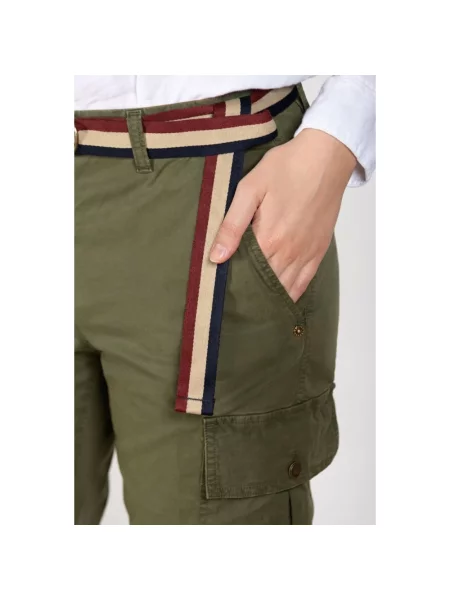 Lniane spodnie cargo Mason's zielone