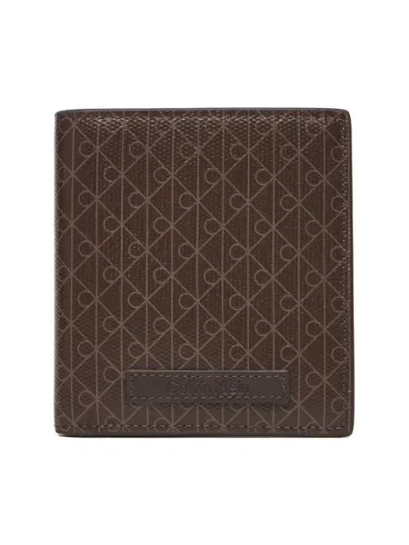 Calvin Klein Голям дамски портфейл Coated Ns Slim Billfold кафяв