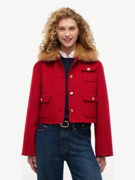TOMMY HILFIGER Prechodná bunda svetlohnedá červená