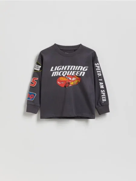 Reserved Tricou Cars din cu mânecă lungă gri-închis gri