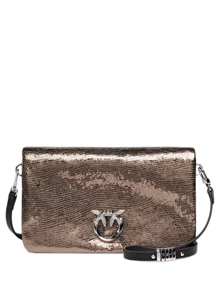 Geanta crossbody Pinko din piele cu imagine cu model piele de șarpe maro