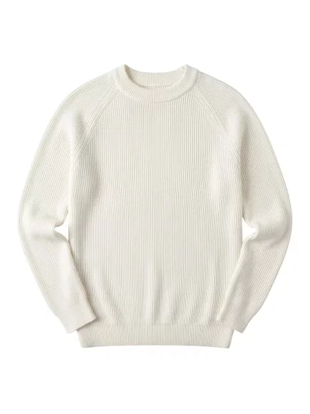 Kleidermafia Sveter Slim Fit Thin Knit Sweater Ecru nebielená