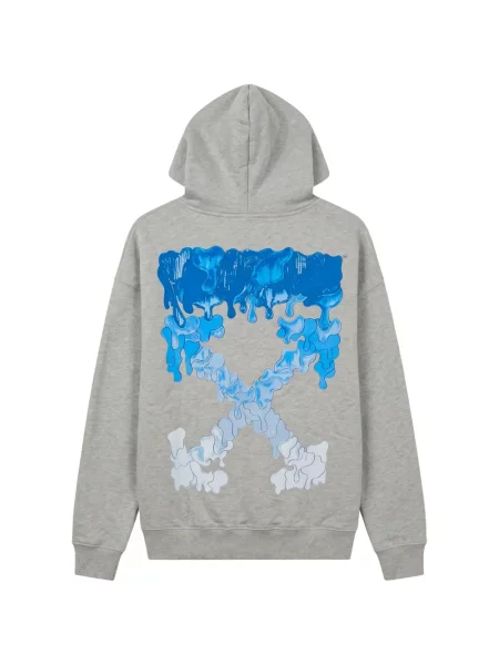Hanorac cu glugă Off-white cu imagine alb