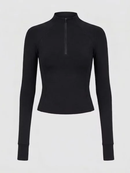 YO-GAYA Športový top Quarter Zip Long Sleeve Top' čierna
