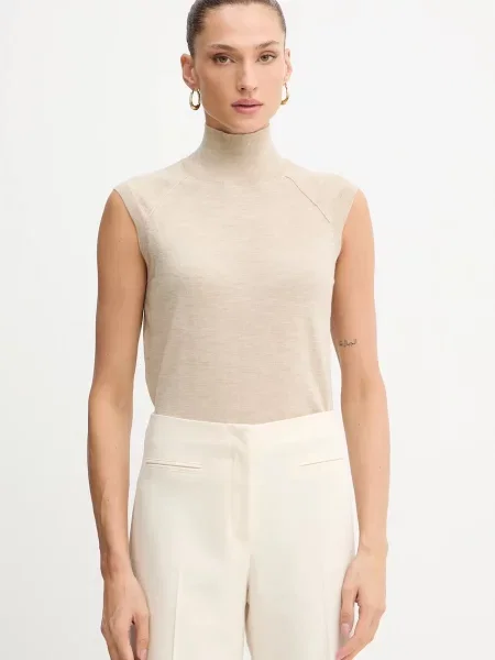 BOSS kamizelka wełniana Fipini beżowa