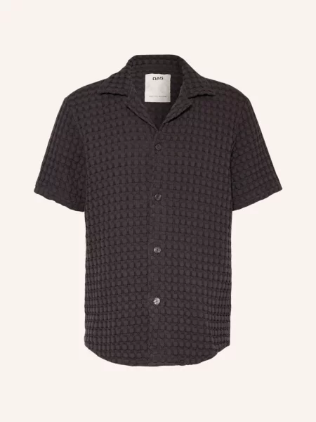 Oas Koszula Z Klapami Nearly Black Comfort Fit grau czarna