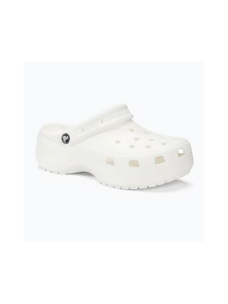 Классические шлепанцы Crocs на платформе белые