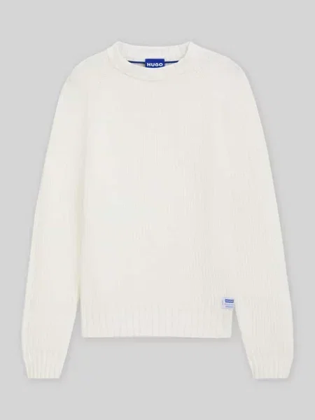 Sweter o kroju relaxed fit z czystej bawełny model Sonnee' Hugo Blue biały
