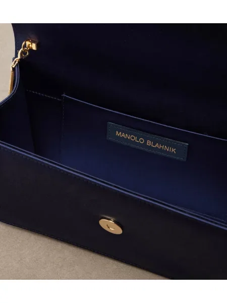 Geantă plic Manolo Blahnik din satin albastru