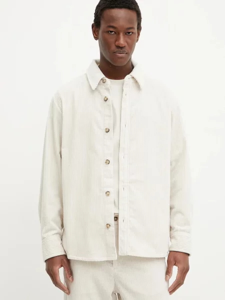 A.P.C. cămașă din velur surchemise boris bărbați cu guler clasic relaxed bej