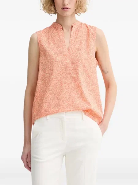 Bluză Marc O'polo fără mâneci cu model floral cu imagine portocaliu