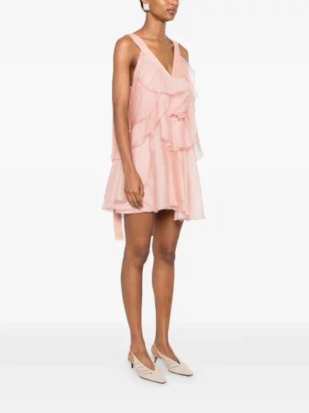 Rochie mini Aje cu volane roz