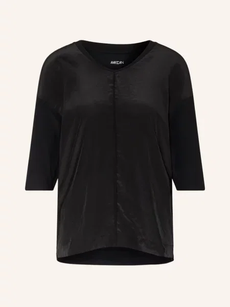 Marc Cain Halenka S Rukávem Ze Směsi Materiálů black černá