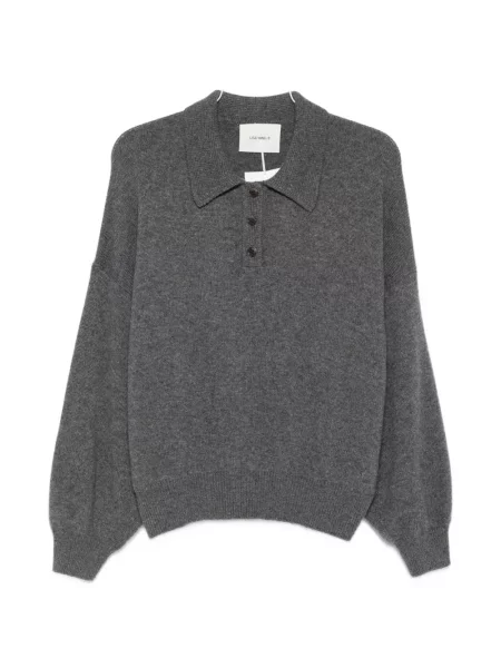 Gulerat tricou polo Lisa Yang gri