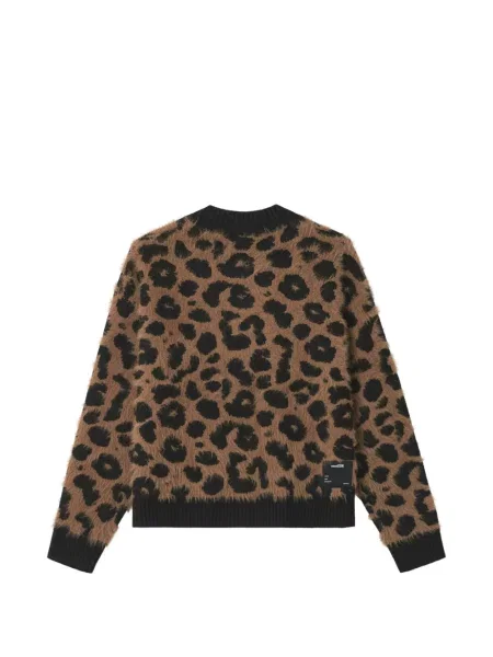 Cardigan Izzue tricotate cu imagine cu model leopard maro