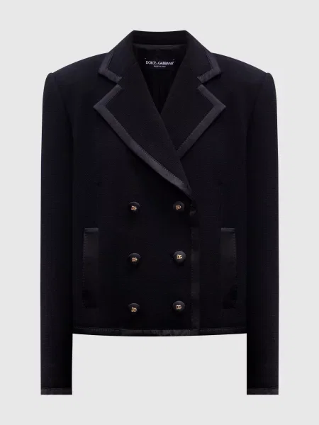 Двобортний жакет з вовни та шовку Dolce&gabbana чорний