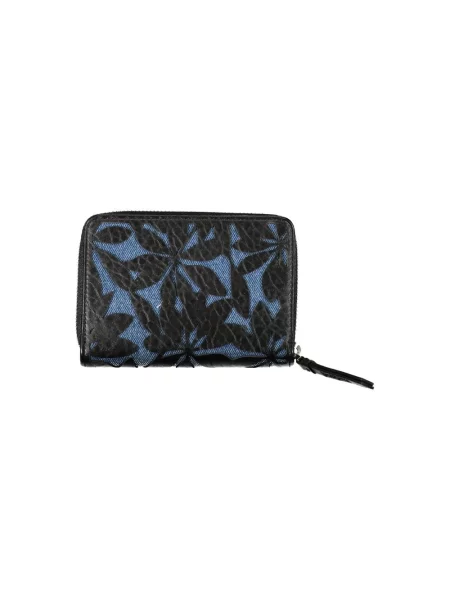 Lniany portfel Desigual elegancki czarny