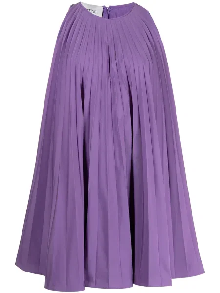 Rochie fără mâneci Valentino Garavani fără mâneci plisată violet