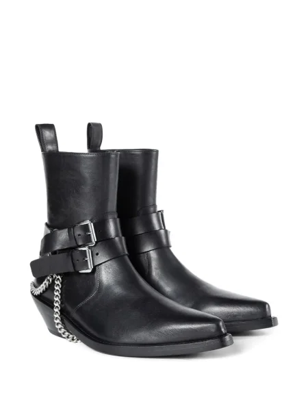 Botine Ann Demeulemeester din piele cu cataramă negru