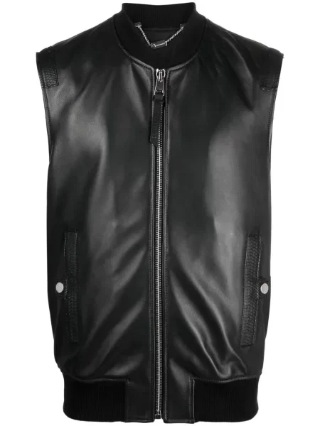 Vestă Billionaire cu broderie din piele negru