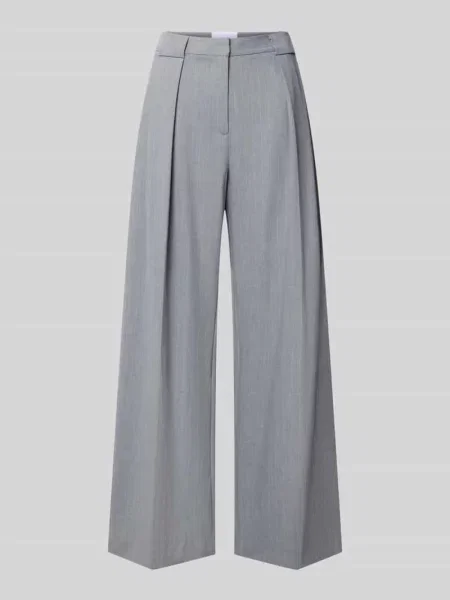 Spodnie garniturowe o swobodnym kroju w kolorze melanż Style Icon Collection szary
