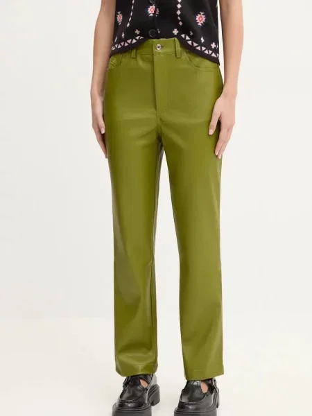 Kalhoty Never Fully Dressed jednoduché high waist zelená