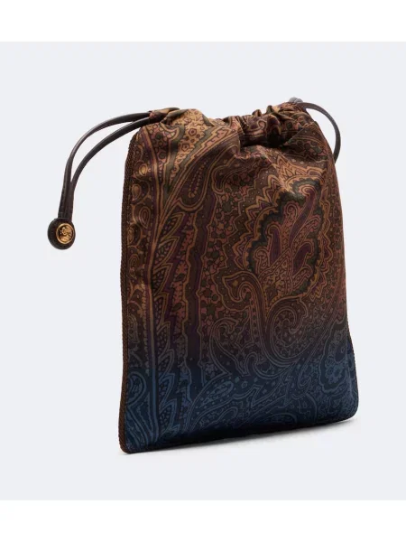 Geantă plic Etro cu model paisley maro