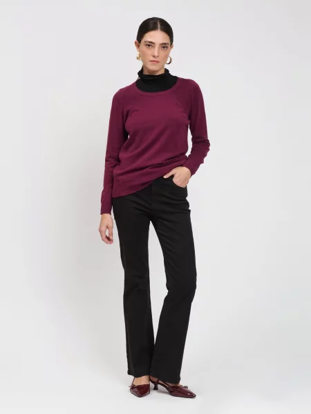 Influencer Sveter Ribbed merlotová