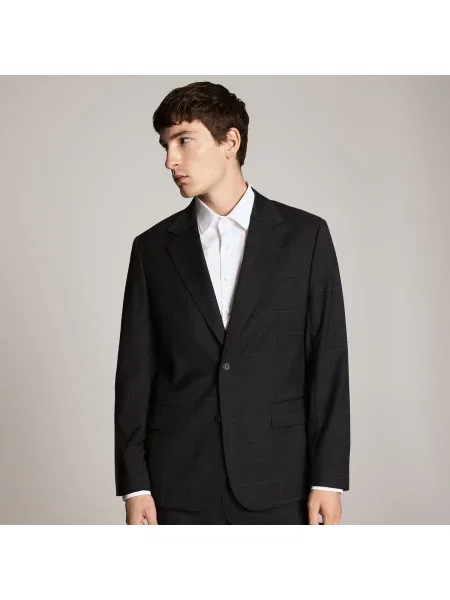 Reserved Slim fit zakó gyapjú keverékkel füstszínű