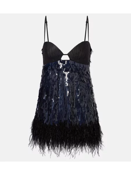 Obleka Johanna Ortiz s perjem modra