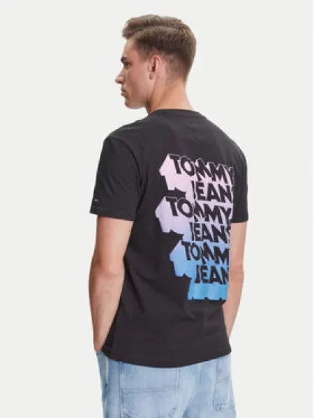 Tommy Jeans Majica Stack Backprint Regular Fit črna