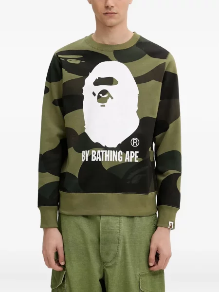 Hanorac A Bathing Ape® cu imagine cu model camuflaj verde