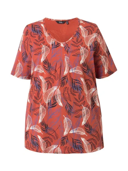 Ulla Popken Tricou albastru / roșu cireș / negru alb