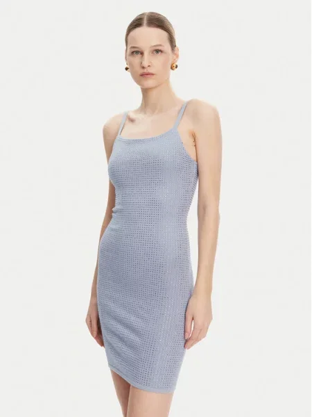 Pletena obleka Guess modra