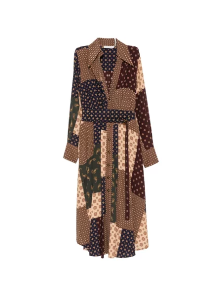Rochie midi Zimmermann cu imprimeu geometric maro
