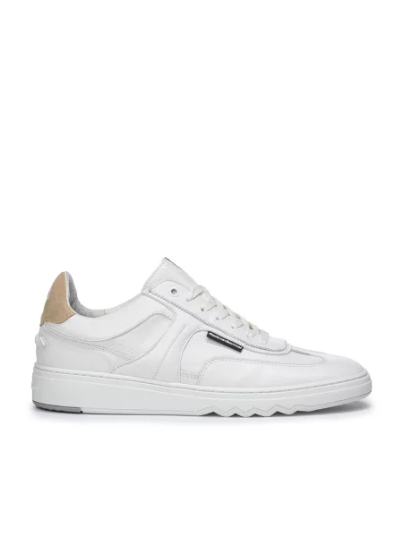 Sneakersy Van Bommel skórzane z nadrukiem białe