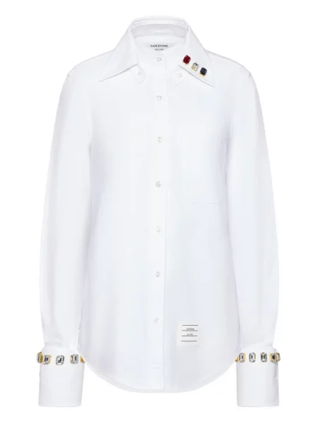 Cămașă Thom Browne de cristal din țesătură twill alb